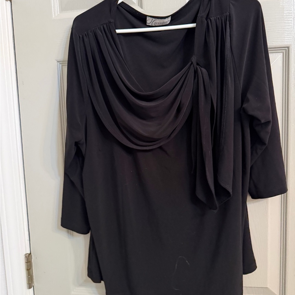 dressbarn  Black Draped Cowl Neck Tunic